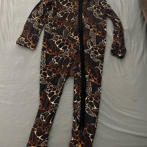 Bamboo golden turtle Print Kids Footie